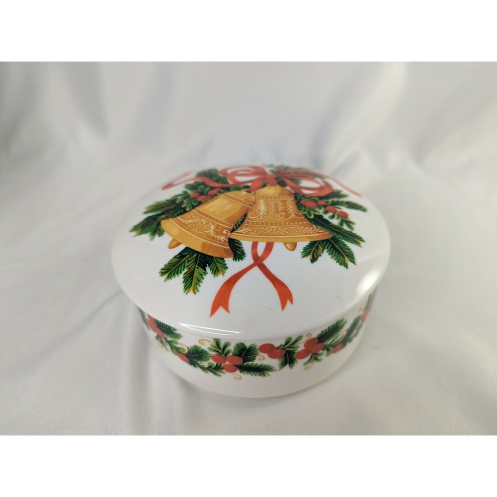 Mikasa Bells of Holly Covered Trinket Dish